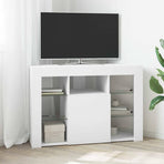 Corner LED TV Cabinet 100x40x68cm White Engineered Wood