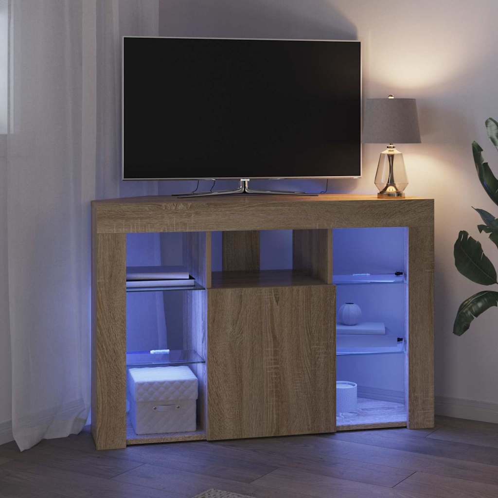 Corner LED TV Cabinet 100x40x68cm Sonoma Oak Engineered Wood