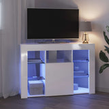 Corner LED TV Cabinet Wall-mounted High gloss White 100x40x68cm - 45-Degree Angle