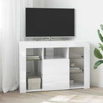 Corner LED TV Cabinet 100x40x68cm High gloss White