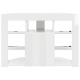 Corner LED TV Cabinet Wall-mounted High gloss White 100x40x68cm