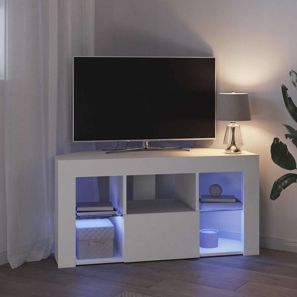 Corner LED TV Cabinet 100 x 40 x 50 cm White Engineered Wood