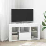 Corner LED TV Cabinet 100 x 40 x 50 cm White Engineered Wood