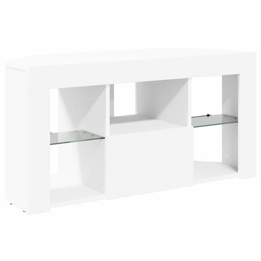 Corner LED TV Cabinet 100 x 40 x 50 cm White Engineered Wood, image 6