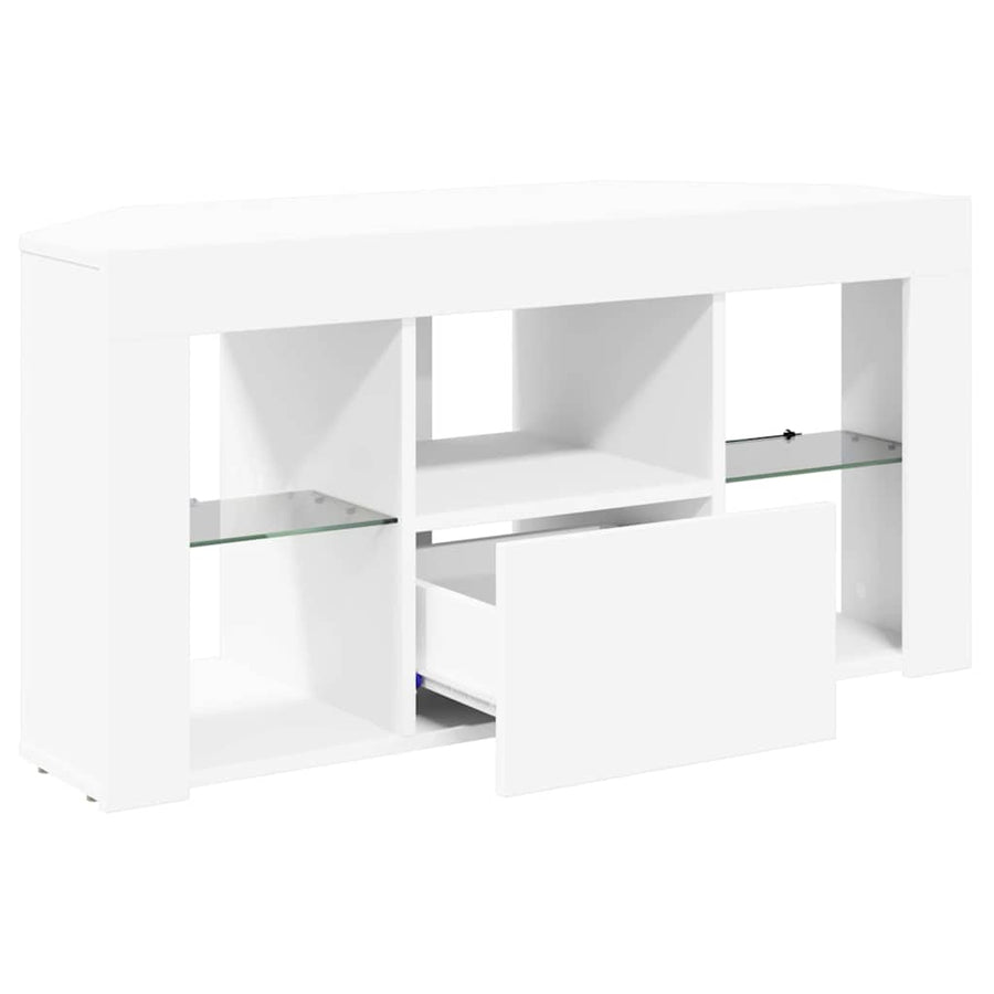 Corner LED TV Cabinet 100 x 40 x 50 cm White Engineered Wood, image 7