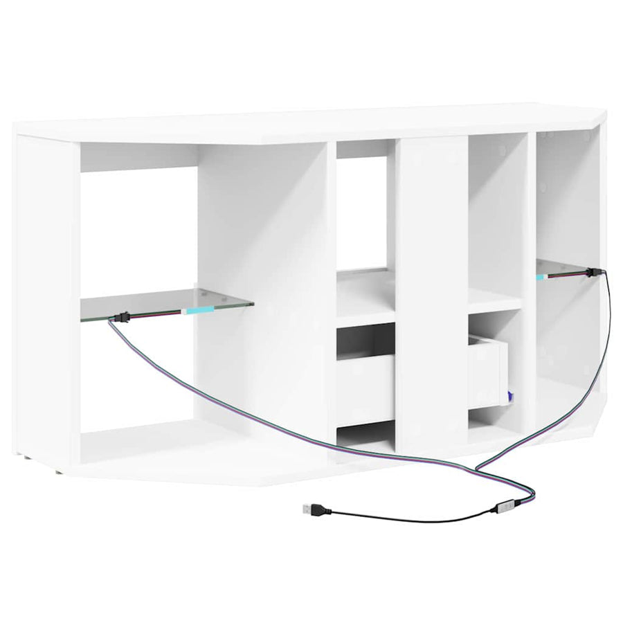 Corner LED TV Cabinet 100 x 40 x 50 cm White Engineered Wood, image 10