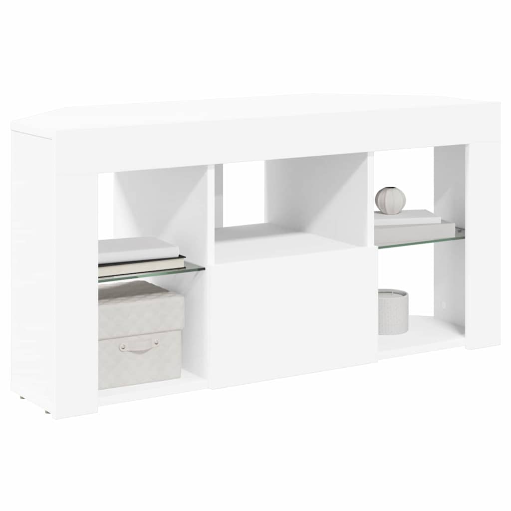 Corner LED TV Cabinet 100 x 40 x 50 cm White Engineered Wood