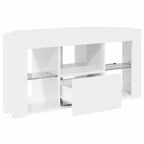 Corner LED TV Cabinet High gloss White 100 x 40 x 50 cm - Close-Up Angle