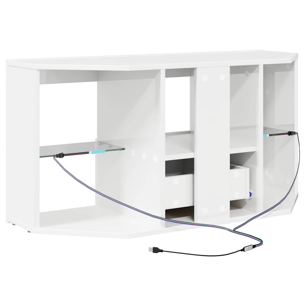 Corner LED TV Cabinet High gloss White 100 x 40 x 50 cm