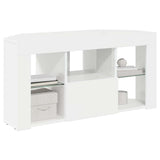 Corner LED TV Cabinet High gloss White 100 x 40 x 50 cm - Side View