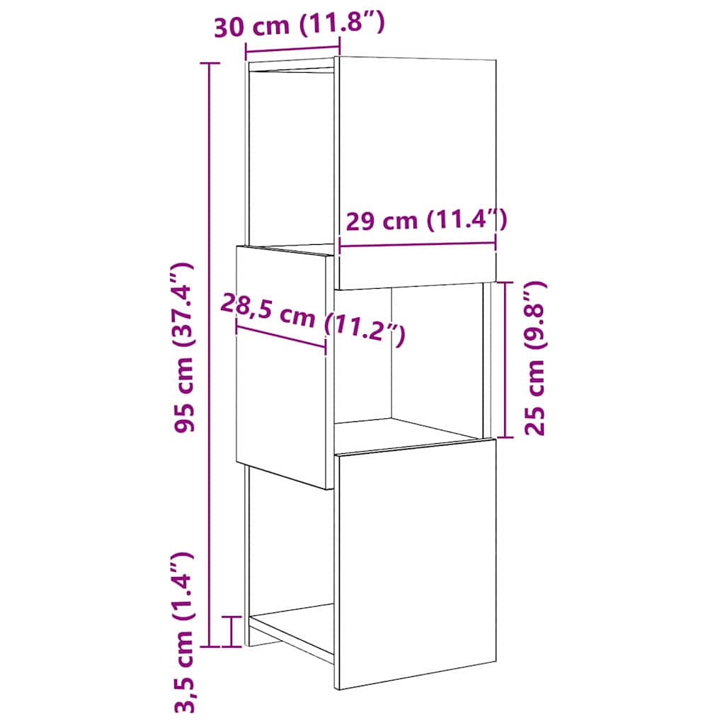 Corner Cabinet Sonoma Oak 30,5x30x95cm Engineered Wood