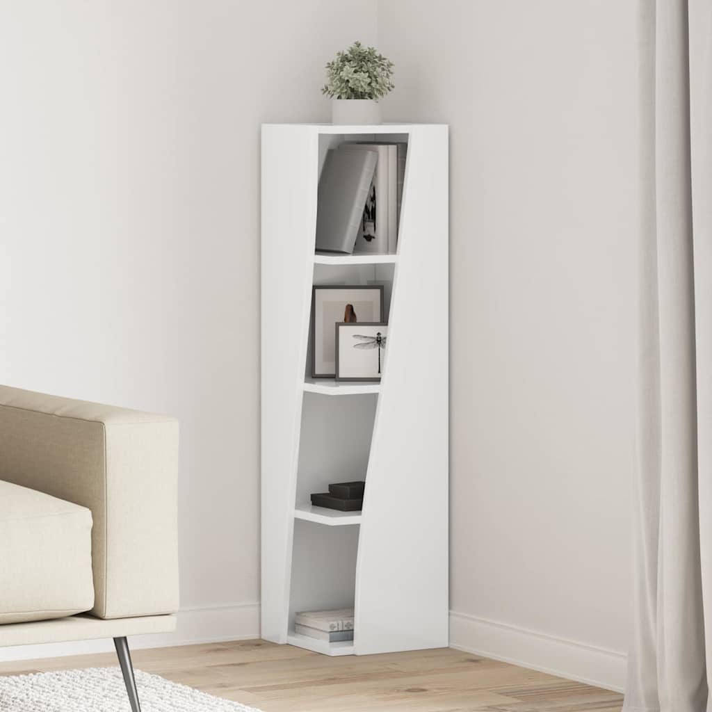 Corner Cabinet High Gloss White 27,5x27x102cm Engineered Wood