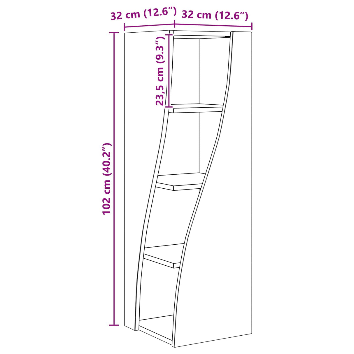 Corner Cabinet High Gloss White 32x32x102cm Engineered Wood