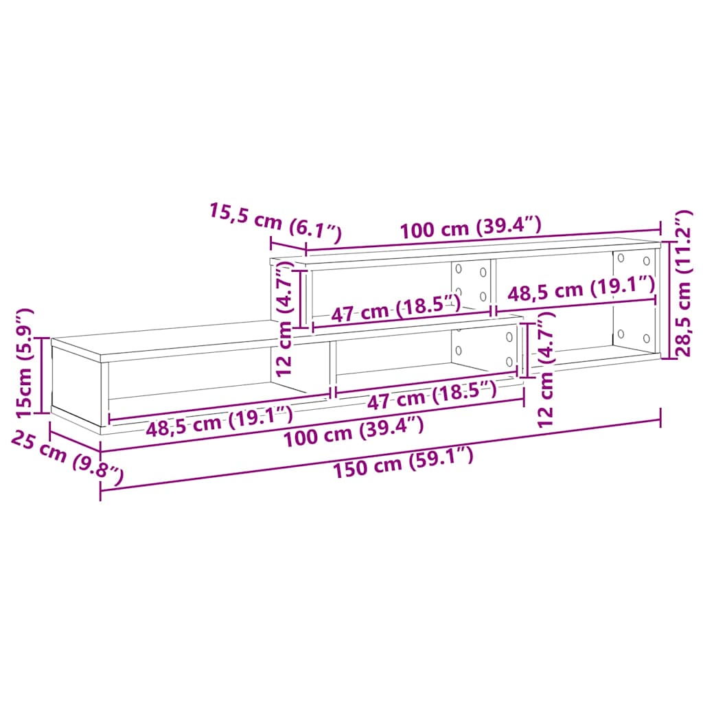 WallTVStand 150x25x28,5cm Engineered Wood
