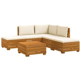 Outdoor Sofa Set with Cushion 6 Piece Brown Solid Acacia Wood
