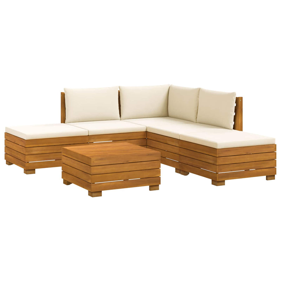 6 pcs Outdoor Sofa Set Solid Acacia Wood Brown