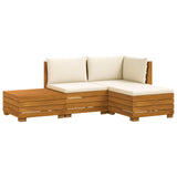 Outdoor Sofa Set with Cushion 4 Piece Brown Solid Acacia Wood - Front View