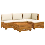 Outdoor Sofa Set with Cushion 5 Piece Brown Solid Acacia Wood