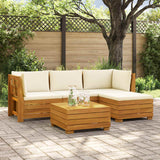 Outdoor Sofa Set with Cushion 5 Piece Brown Solid Acacia Wood