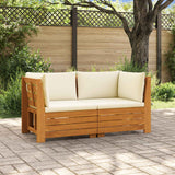 Outdoor Sofa Set with Cushion 2 Piece Brown Solid Acacia Wood