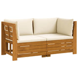 Outdoor Sofa Set with Cushion 2 Piece Brown Solid Acacia Wood - Front View