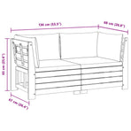 2 pcs Outdoor Sofa Set Solid Acacia Wood Brown