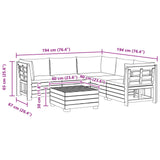 Outdoor Sofa Set with Cushion 6 Piece Brown Solid Acacia Wood