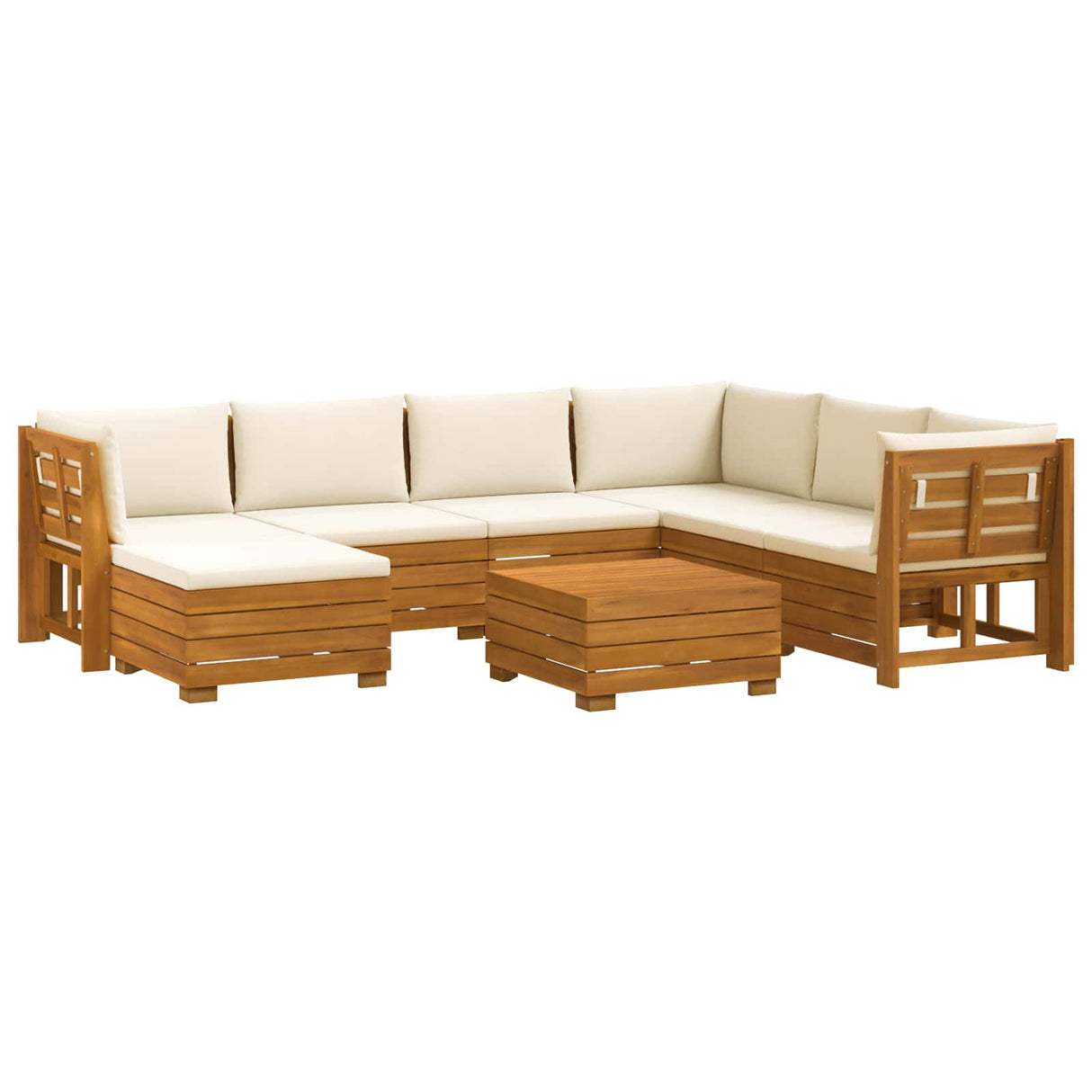 Outdoor Sofa Set with Cushion 8 Piece Brown Solid Acacia Wood