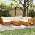 9 pcs Outdoor Sofa Set Solid Acacia Wood Brown