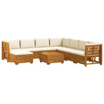 9 pcs Outdoor Sofa Set Solid Acacia Wood Brown