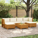 Outdoor Sofa Set with Cushion 7 Piece Brown Solid Acacia Wood