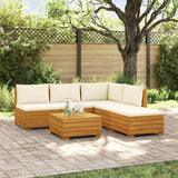 Outdoor Sofa Set with Cushion 6 Piece Brown Solid Acacia Wood