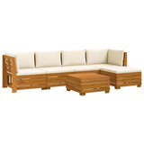 Outdoor Sofa Set with Cushion 6 Piece Brown Solid Acacia Wood - Front View