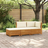 Outdoor Sofa Set with Cushion 3 Piece Brown Solid Acacia Wood