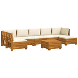 Outdoor Sofa Set with Cushion 8 Piece Brown Solid Acacia Wood - Front View
