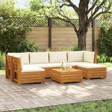Outdoor Sofa Set with Cushion 7 Piece Brown Solid Acacia Wood