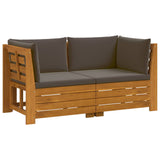 Outdoor Sofa Set with Cushion 2 Piece Brown Solid Acacia Wood - Front View