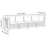 Outdoor Sofa Set with Cushion 4 Piece Brown Solid Acacia Wood - Rear View