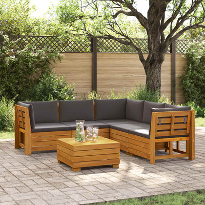 6 pcs Outdoor Sofa Set Solid Acacia Wood Brown