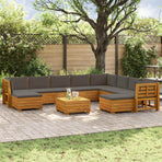 11 pcs Outdoor Sofa Set Solid Acacia Wood Brown