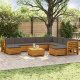 Outdoor Sofa Set with Cushion 11 Piece Brown Solid Acacia Wood