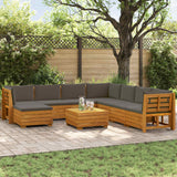 Outdoor Sofa Set with Cushion 9 Piece Brown Solid Acacia Wood