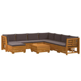 Outdoor Sofa Set with Cushion 9 Piece Brown Solid Acacia Wood