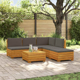 Outdoor Sofa Set with Cushion 6 Piece Brown Solid Acacia Wood