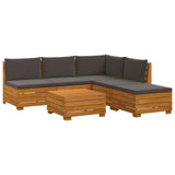 Outdoor Sofa Set with Cushion 6 Piece Brown Solid Acacia Wood - Front View
