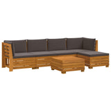 Outdoor Sofa Set with Cushion 6 Piece Brown Solid Acacia Wood - Front View