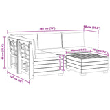 Outdoor Sofa Set with Cushion 5 Piece Brown Solid Acacia Wood - Low Angle