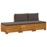 Outdoor Sofa Set with Cushion 3 Piece Brown Solid Acacia Wood - Front View