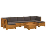 Outdoor Sofa Set with Cushion 8 Piece Brown Solid Acacia Wood