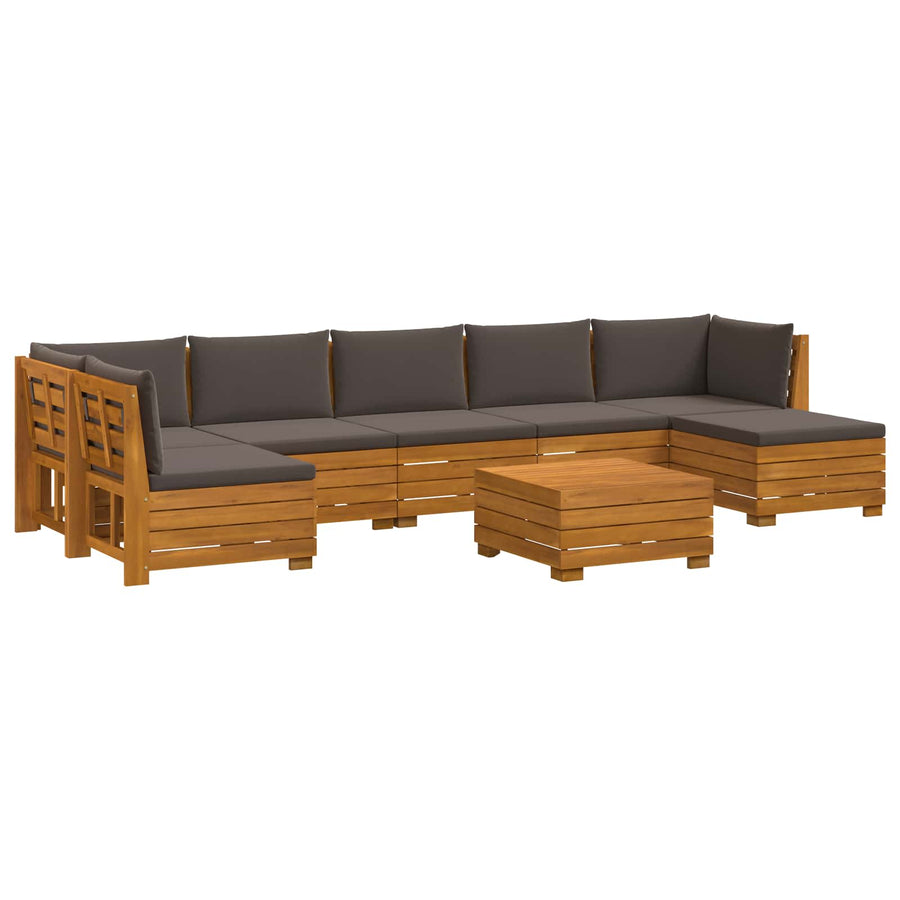 8 pcs Outdoor Sofa Set Solid Acacia Wood Brown